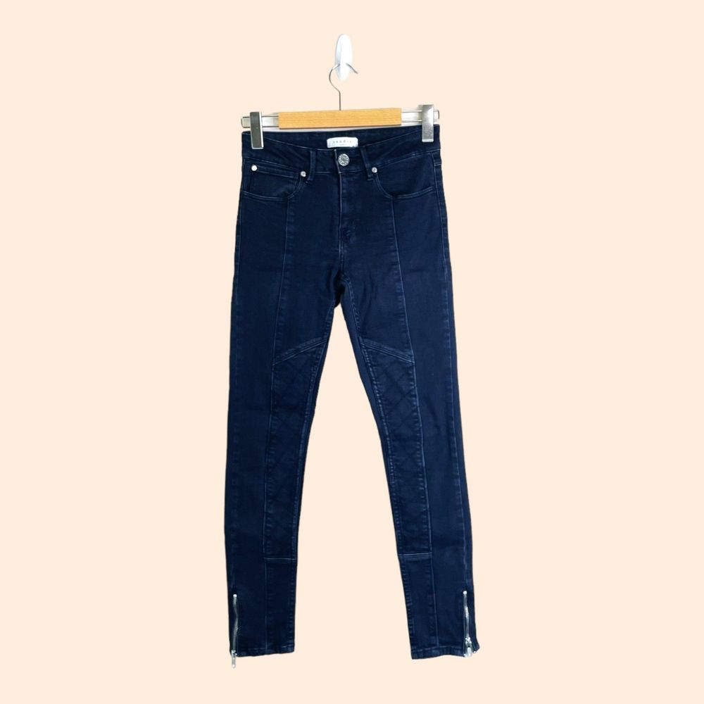 Sandro Black Skinny Ankle Zip Jeans